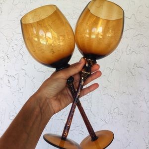 Mercari Glasses 22 oz long stem 6 items amber gold